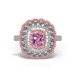 Top Selling Luxury Jewelry Handmade 18K White Gold Filled Cushion Shape Pink Sapphire CZ Diamond Gemstones Women Wedding Crown Ban7119503