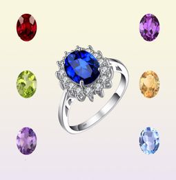 Wedding Rings JewelryPalace Princess Created Blue Sapphire 925 Sterling Silver Engagement Ring Ruby Natural Amethyst Citrine Topaz 2210246265191