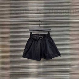 Women's Shorts designer brand 2024 Summer New Waist Bag Triangle Bottom Drawstring Work Dress Half Skirt Western Style Versatile Small Black Short YCO0