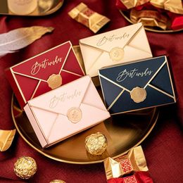 Gift Wrap 5PCS Bronzing Box Handmade Envelope Shape Wedding Birthday Party Candy Chocolate Cookies Packaging Favours Decor Gifts