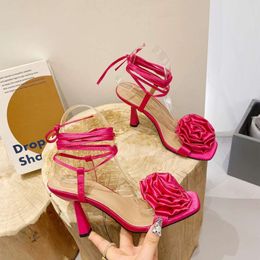 Flowers Designer Sandals High Summer New 2023 Brand Women Shoe Open-toel Sexy Party Dress Shoes Ankle Strappy Heels