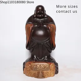 Decorative Figurines 50cm Black Sandalwood Carved Maitreya Buddha Statue Chinese Lucky Laughing Decor Wooden Large Size