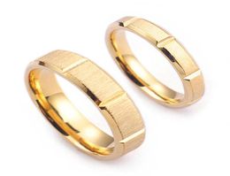 2021 New Fashion Gold Color Stainless Steel Groove Couple Ring Stylish Matte Lover Ring for Women and Men Wedding Band Jewelry9954711