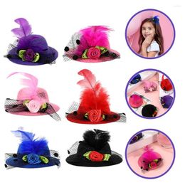 Bandanas 18Pcs Cute Mini Hat Hair Clips Fascinator Hats Clip Girl Barrette Hairpin