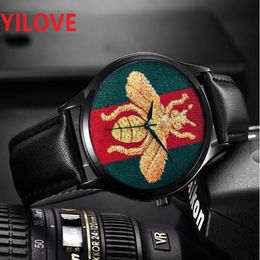 Top model Women Men Lady Quartz Watches 40mm 45mm Casual bee tiger snake skeleton black red white leather Strap Couples birthday gifts 309h