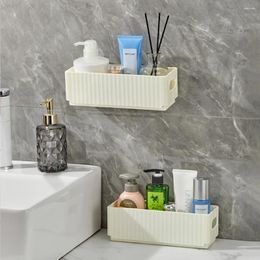 Storage Boxes WORTHBUY Wall Mounted Punch Free Cosmetics Box Foldable Makeup Organizer Multipurpose Bathroom Cabinet