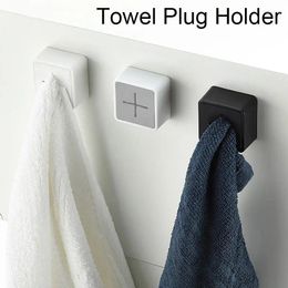 Hooks Self Adhesive Towel Plug Holder Punch Free Silica Gel Bathroom Organiser Rack Towels Storage Wash Cloth Clip Kitchen Accessories