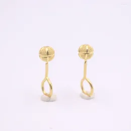 Stud Earrings Solid Pure 24Kt Yellow Gold Women Laser Ball 1.5-2g 17 5mm