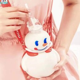 Water Bottles Leak-proof Bottle Cute Large Capacity Plastics Drinking Glass Straw Cup Kids