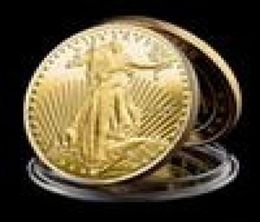 20pcs Non Magnetic 999 Fine Memorial US Eagle Craft Status Of American Liberty In God We Trust Gold Plated Souvenir Coin6314075