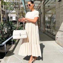 Party Dresses Elegant Ruffles Maxi Shirt Dress Women Summer Short Sleeve A-line Long Loose Casual Shift Vestidos De Verano Mujer