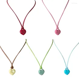 Pendant Necklaces Heart-shape Charm Necklace Candy Colour Choker Chain Peach Heart Neckchain Fashion Jewellery Neck Accessory Gift