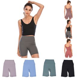 solid color shorts yoga pants women Tight fitting leggings workout gym wear sports elastic fitness lady short legging high-quality