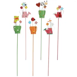 Garden Decorations 6 Pcs Spring Metal Flower Arrangement Stakes Bee Yard Outdoor Decorative For Home