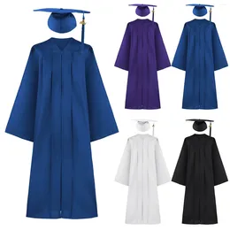 Clothing Sets Man Women Graduation Gown Soft Matte Hat Tassel Set 2024 Unisex Costume For High School And Bachelor