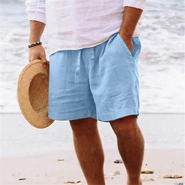 Oversize Cotton Linen Shorts S-5XL Loose Pants Mens Casual Solid Color Shorts Pantalones Cortos Gym Fitness Sports Bermuda 240511