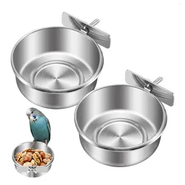 Other Bird Supplies 2 Pack Cage Food Water Dispenser Parrot Dish Feeder Cup For Stainless Steel Holder Container