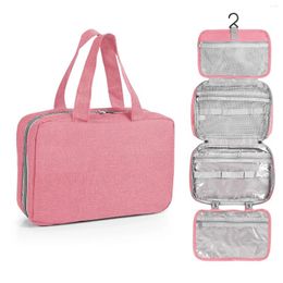 Storage Bags 4 Grid Toiletry Bag Travel With Hanging Hook High Capacity Waterproof Makeup Shampoo Toiletries Ladies Organiser