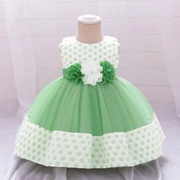 Girl Dresses 2024 Baby Summer Polka Dot For Infant Toddler Girls Floral 1st Fashion Birthday Party Princess Gown Kids Evening Costume