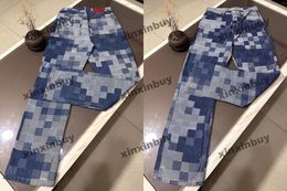 xinxinbuy Men women designer pant paris mosaic Letter jacquard fabric denim Spring summer Casual pants Black blue green red M-2XL