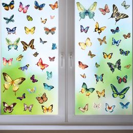 Window Stickers 9 Sheets Clings Colorful Butterfly Double-Sided Anti-Collision Decals Non Adhesive For Home Decor