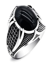Wedding Rings Retro Handmade Islamic Ring For Men Vintage Turkish Double Swords Black CZ Stone Punk 2021 Trendy Religious Muslim J5292421