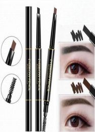 MAKEUP Double eyebrow pencil BROW PENCIL CRAYON EBONY Black DARK BROWN Grey 5 Colours with eyebrow brush High quality9619799