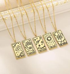 Chokers 2Styles Fashion Vine Amulet Retro Divination Women's Gift Jewellery Star Moon Sun Patterns Stainless Steel Tarot Card Necklaces9417111