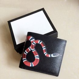 High quality man genuine leather Wallet card wallets Holders men animal Short clutch black snake Tiger bee purses Women Long Style Purs 233z