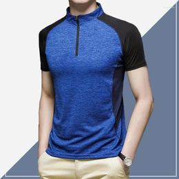 Men's Polos Summer Training Polo T-Shirt Half-sleeved China Neck Premium Business Slim Ice Male