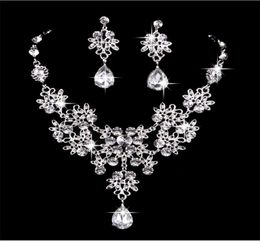 Bridal Crystal Necklace Earring Set Shiny Wedding Professional Jewellery Five Crystal Colours Extravagant And Beautiful Bride Jewelry3334363