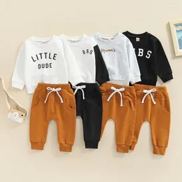 Clothing Sets 0-3Y Toddler Baby Boy Fall Winter Outfits Letter Crewneck Sweatshirt Casual Pants 2Pcs Clothes Set Tracksuits For Born Infant