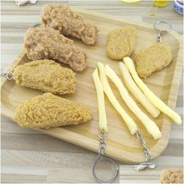 Party Favour Simation Food French Fries Chicken Nets Keychain Fried Legs Pendant Childrens Toy Promotional Gift Df1201 Drop Delivery Ho Otcm2