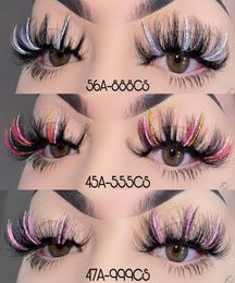 Glitter Coloured Lashes Mink 25MM Fluffy Colour Streaks Cosplay Makeup Beauty Colourful Dramatic False Eyelashes2980999