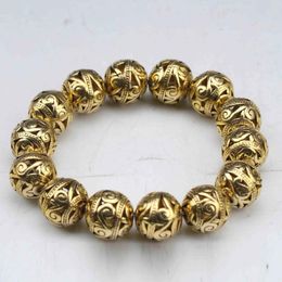 Decorative Figurines Chinese Tibetan Silver Gilt Hand Carved Flower Hollow Out Small Ball Bracelet Exquisite Gift