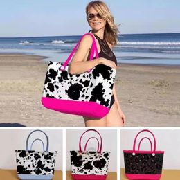 Waterproof EVA Beach Handbag Large Space Soft Silicone Rubber Beach Handbag Travel Picnic Storage Basket Shoulder Bag 240429