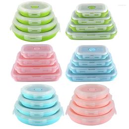 Dinnerware Collapsible Storage Containers Portable Silicone Organizer With Lids Foldable Bowl Box For Kitchen