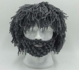 BBYES Cool Gifts Beard Hats Handmade Knit Warm Caps Halloween Funny Party Beanies for Mad Scientist Caveman Men Women New Winter S5614152