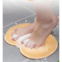 Bath Mats Silicone Rub Back Brush Bathroom Non-slip Wash Foot Pad Massage Shower Mat With Sucker Exfoliating