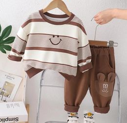 Clothing Sets Children Outfits Set 2024 Spring Autumn Baby Boys Striped Pullover Hoodies Tops And Pants 2Pcs Tracksuits Kids Toddler Clothes