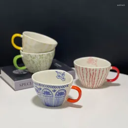 Mugs Handmade Irregular Ceramic Mug Nordic Household Creative Juice Cup With Handle Breakfast Milk Coffee Cups Hand-painted
