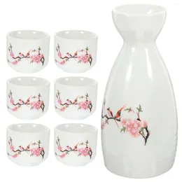 Wine Glasses Ceramic Set Sake Kettle Retro Saki Japanese Traditional Rice Cup Pot Tea Delicate