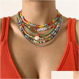 Chokers 2022 High Quality Colorf Bohemian Coloured Daisy Flower Rice Bead Necklace 6-Piece Set Drop Delivery Jewellery Necklaces Pendant Dh6Eo