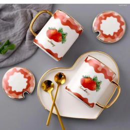 Mugs Creative Ceramic 350ml Mug With Lid Spoon Cute Girl Tea Cup Home Water Living Room Coffee Table Decoration