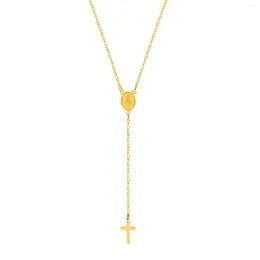 Pendant Necklaces Lace Chain Cross Necklace For Women Long Stainless Steel Virgin Mary Religious Jewellery