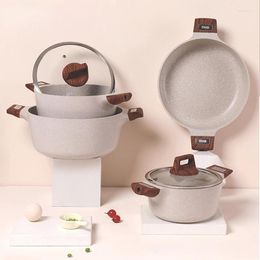 Cookware Sets Light Luxury 4PCS Soup Pot Set Kitchen Household Cooking Aluminum Composite Primed Non-stick Utensil