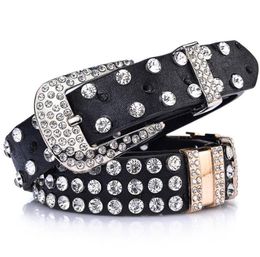 Belts Luxury Strap Diamond Belt Crystal Rhinestone Studded Cowgirl Cowboy For Women Men Jean Cinto Strass Designer Gift5556357