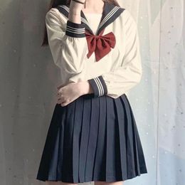 Clothing Sets Japanese School Uniform Girl Jk Suit Sexy Spring And Autumn Red Tie White Three Basic Sailor Women Long Sleeve