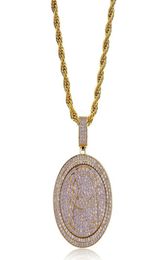 Spin Round Pendant Necklace Men Bling Cubic Zirconia Ice Out Gold Jewellery Silver Plated New Fashion Hip Hop Necklace2042147