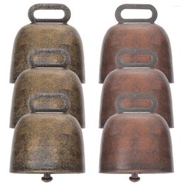 Party Supplies 6 Pcs Metal Cowbell Ring Chime Large Bells For Decoration Ornaments Christmas Cowbells Rustic Copper Bulk Vintage Cattle